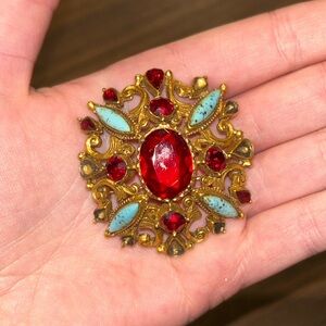 FLORENZA Vintage Goldtone Brooch MISSING STONES